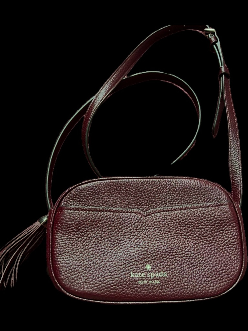 kate spade Pebbled Leather Crossbody in Burgundy Wine